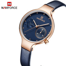 Load image into Gallery viewer, NAVIFORCE Women Fashion Blue Quartz Watch Lady Leather Watchband High Quality Casual Waterproof Wristwatch Gift for Wife 2019