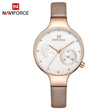 Load image into Gallery viewer, NAVIFORCE Women Fashion Blue Quartz Watch Lady Leather Watchband High Quality Casual Waterproof Wristwatch Gift for Wife 2019