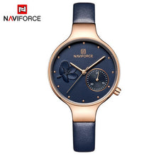 Load image into Gallery viewer, NAVIFORCE Women Fashion Blue Quartz Watch Lady Leather Watchband High Quality Casual Waterproof Wristwatch Gift for Wife 2019