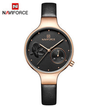 Load image into Gallery viewer, NAVIFORCE Women Fashion Blue Quartz Watch Lady Leather Watchband High Quality Casual Waterproof Wristwatch Gift for Wife 2019