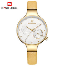 Load image into Gallery viewer, NAVIFORCE Women Fashion Blue Quartz Watch Lady Leather Watchband High Quality Casual Waterproof Wristwatch Gift for Wife 2019